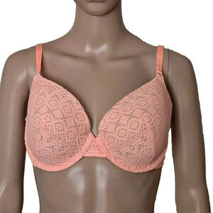 Victoria’s Secret Lined Perfect Coverage orange crochet lace Bra size 36D